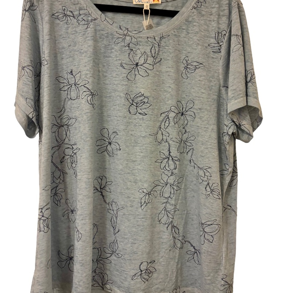 Floral Print Light Blue Women's Top